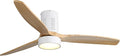 52 Inch Flush Mount Ceiling Fan with Lights, 3 blade wood ceiling fan, Low Profile Ceiling Fan with Remote,Noiseless 6 Speeds