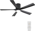52 Inch Flush Mount Ceiling Fan with Lights, Low Profile Modern Ceiling Fan with Remote, Quiet DC Motor, 6-Speed, 3CCT,Timer