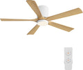 52 Inch Flush Mount Ceiling Fan with Lights, Low Profile Modern Ceiling Fan with Remote, Quiet DC Motor, 6-Speed, 3CCT,Timer