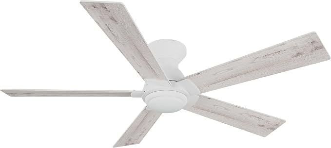 52 Inch Flush Mount Ceiling Fan without Lights, White Ceiling Fan with Remote, 10-Speed Reversible DC Motor, 3 Light Colors