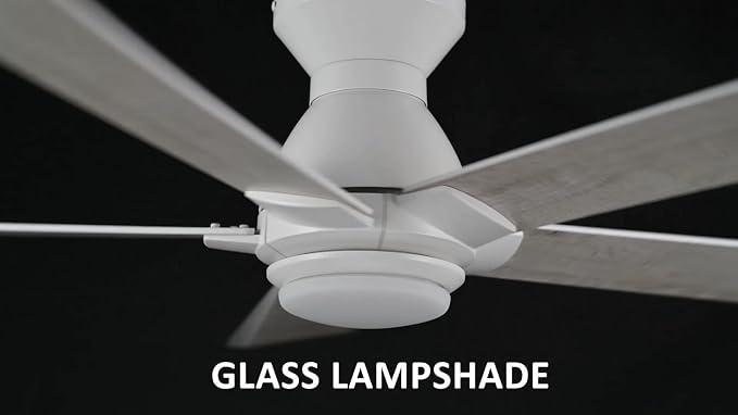 52 Inch Flush Mount Ceiling Fan without Lights, White Ceiling Fan with Remote, 10-Speed Reversible DC Motor, 3 Light Colors