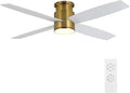 52 Inch Flush Mount DC Ceiling Fan with Lights and Remote, 4 Reversible Blades, Ultra Quiet 6-Speed DC Motor, Hugger Low