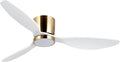52 Inch Flush Mount White Ceiling Fan with Light Remote Control, Quiet DC Motor Low Profile 3 Wood Blade Modern Ceiling Fans