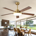 52 Inch Gold Ceiling Fans with Lights and Remote/APP, Modern Black and Gold Ceiling Fan, ETL Listed, Indoor