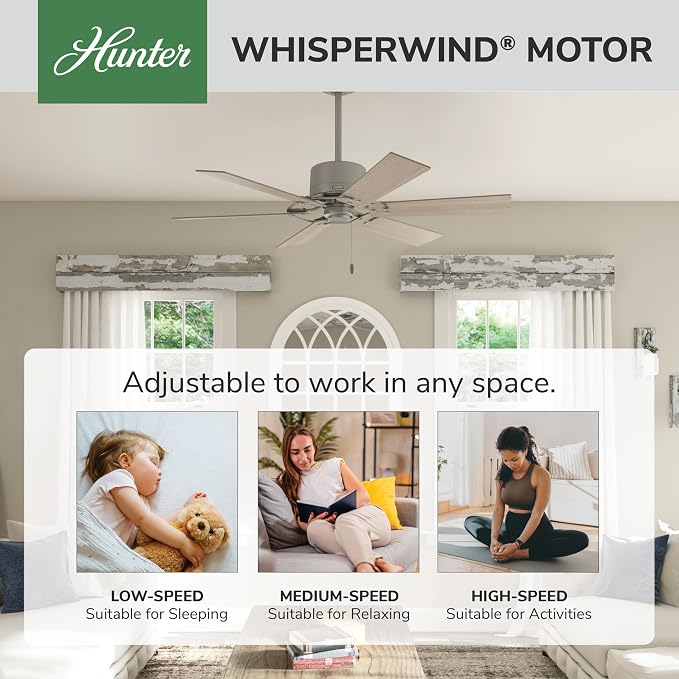 52 inch Indoor Ceiling Fan No Light - Ceiling Fan without Light, 6 Blades, Standard Mount, For Bedroom, Living Room, or