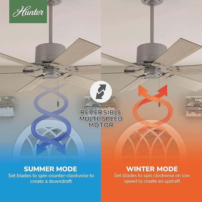 52 inch Indoor Ceiling Fan No Light - Ceiling Fan without Light, 6 Blades, Standard Mount, For Bedroom, Living Room, or