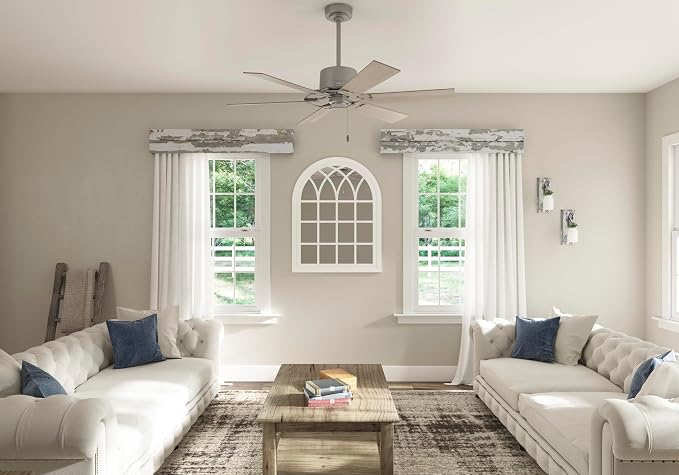 52 inch Indoor Ceiling Fan No Light - Ceiling Fan without Light, 6 Blades, Standard Mount, For Bedroom, Living Room, or