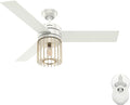 52 inch Indoor Ceiling Fan with LED Light and Remote Control - Modern White Ceiling Fan, Standard Mount, 3 Blades, For