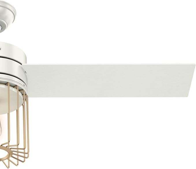 52 inch Indoor Ceiling Fan with LED Light and Remote Control - Modern White Ceiling Fan, Standard Mount, 3 Blades, For