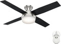 52 inch Indoor Ceiling Fan with LED Light and Remote Control - Modern Ceiling Fan, Low Profile Mount, 4 Black Oak Blades, For
