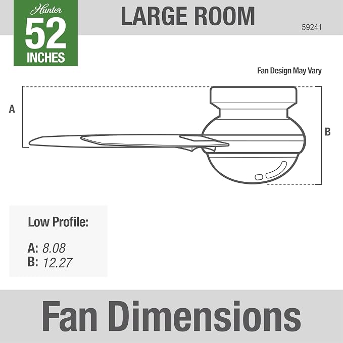 52 inch Indoor Ceiling Fan with LED Light and Remote Control - Modern Ceiling Fan, Low Profile Mount, 4 Black Oak Blades, For