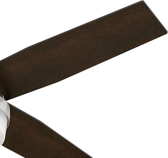 52 inch Indoor Ceiling Fan with LED Light and Remote Control - Modern Ceiling Fan, Low Profile Mount, 4 Black Oak Blades, For