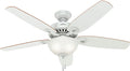 52 inch Indoor Ceiling Fan with LED Light - White Ceiling Fan with Pull Chain, For Bedroom or Living Room, Standard Mount, No