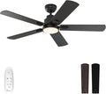 52 Inch Indoor Ceiling Fans with Lights and Remote Control, 6 Speeds Slient Reversible DC Motor, 3 Color Dimmable LED Light