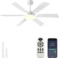 52 Inch Low Profile Ceiling Fan with Lights, Remote & APP Control, 3CCT Dimmable, 6 Blades 6 Speed Ceiling Fans, Quiet