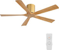 52 inch Low Profile Ceiling Fan without Light, 5 Solid Wood Blades, 6-Speeds, Quiet DC Motor, Timer, product image