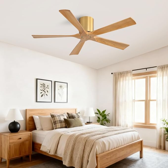 52 inch Low Profile Ceiling Fan without Light, 5 Solid Wood Blades, 6-Speeds, Quiet DC Motor, Timer, alternate product view 2