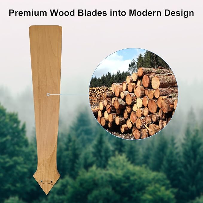 52 inch Low Profile Ceiling Fan without Light, 5 Solid Wood Blades, 6-Speeds, Quiet DC Motor, Timer, alternate product view 7