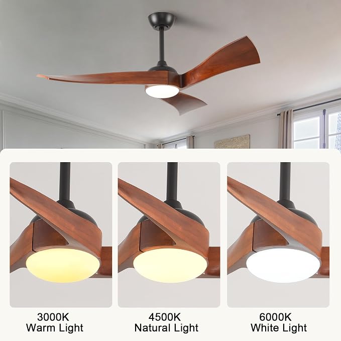 52 Inch Modern Ceiling Fans with Lights and Remote Control Quiet Motor with 6 Speeds, Unique Fan Design Indoor Outdoor