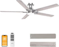 52 inch Nickel Ceiling Fans with Lights,5 Blades,6CCT, Low Profile,Remote Control,for Bedroom, Kitchen,Living