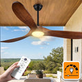 52 Inch Outdoor Ceiling Fans with Lights, Propeller Solid Wood Ceiling Fan with Light and Remote Control 3 Blades Damp Rated