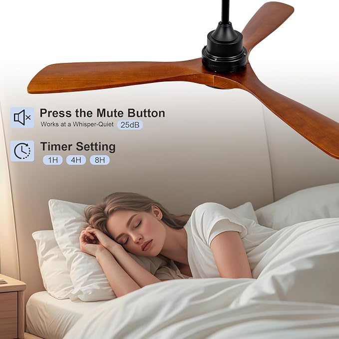 52 Inch Outdoor Ceiling Fans with Lights, Remote Control, Dimmable, Reversible DC Motor, Memory Function, Modern 3 Blade Wood
