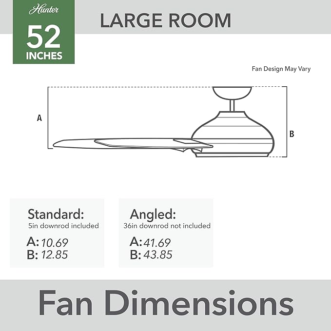 52 inch Outdoor or Indoor Ceiling Fan No Light - Silver Ceiling Fan without Light, For Patio, Porch, Garage, or Living Room