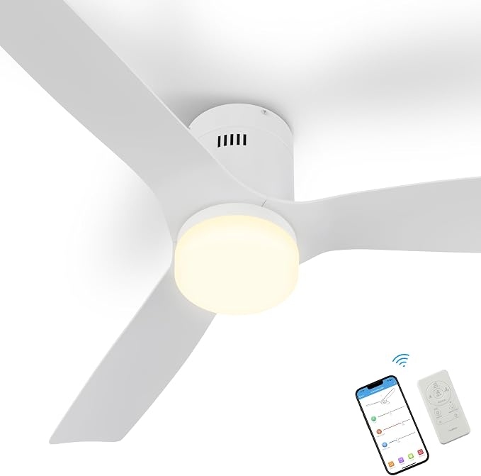 52 Inch Smart Ceiling Fan with Lights and 10-speed DC Motor, Dimmable LED Light Works with Remote Control| Alexa| Google