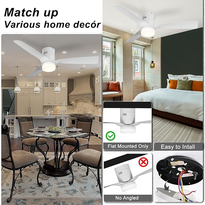 52 Inch Smart Ceiling Fan with Lights and 10-speed DC Motor, Dimmable LED Light Works with Remote Control| Alexa| Google