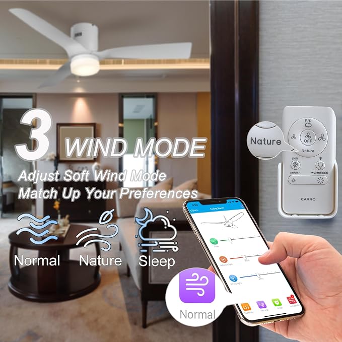 52 Inch Smart Ceiling Fan with Lights and 10-speed DC Motor, Dimmable LED Light Works with Remote Control| Alexa| Google