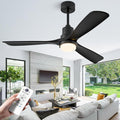 52 inch Smart Ceiling Fan with Lights,Outdoor Ceiling Fan 3 Wood Blades Compatible with Alexa/Gg Voice