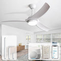 52 Inch Smart Ceiling Fan, Work with App/Alexa/Google, Outdoor White Ceiling Fan with Lights Remote Control, Airflow 6000CFM