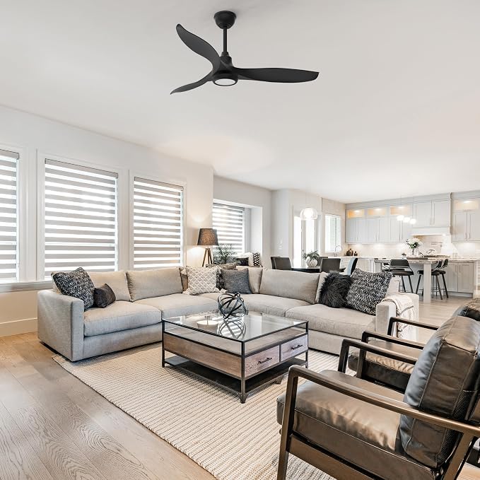 52 Inch Smart Ceiling Fans with Lights and Remote, Control via Alexa Google Voice App, 3000K-6000K Dimmable LED, alternate