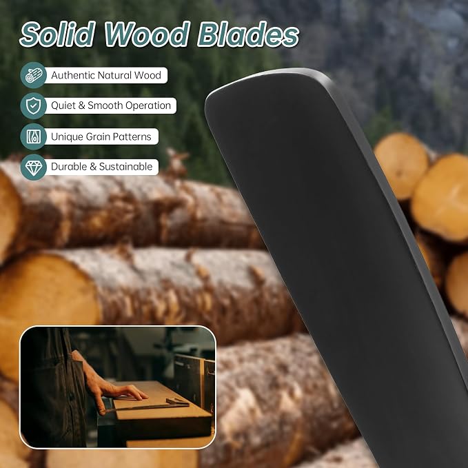 52 Inch Smart Ceiling Fans with Lights-Flush Mount Low Profile Modern Outdoor Solid Wood Ceiling Fans with Alexa/Google