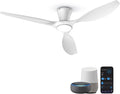 52 Inch Smart Ceiling Fans with Lights Led Remote Control Flush Mount Low Profile for Bedroom Farmhouse Patio Outdoor Living