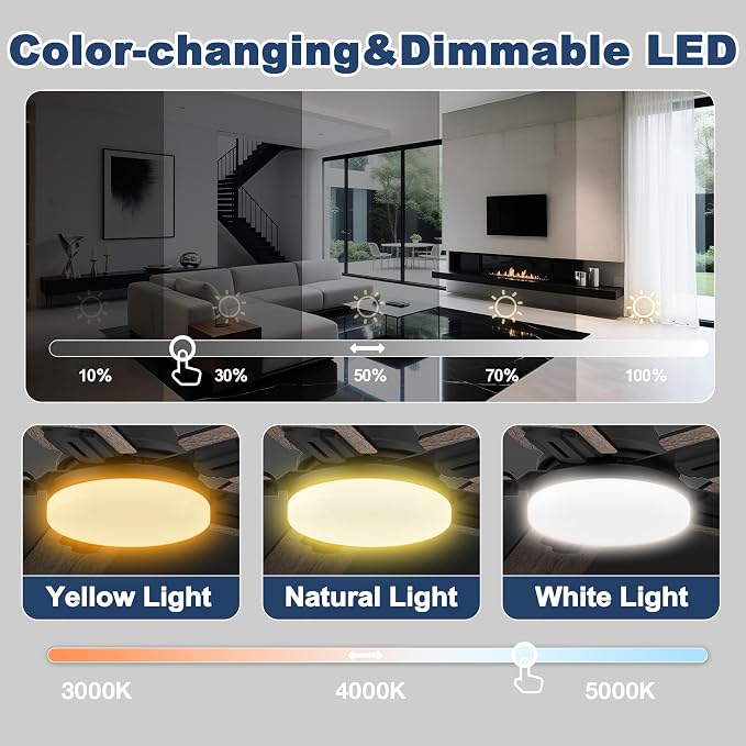 52 inch Smart Low Profile Ceiling Fan with Lights Remote,Control via Alexa APP WIFI,Quite DC Motor,Dimmable LED,Flush Mount