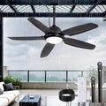 52 Inch Waterproof Outdoor Ceiling Fan with Lights and Remote,IP65 Hanging Gazebo Fan with 3CCT 6-Speed DC Motor,Black Wet