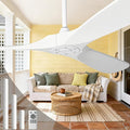 52 Inch White Ceiling Fan No Light, 3 Blade Wood Outdoor Ceiling Fans for Patios Gazebo Porch Living Room, Reversible Modern