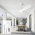 52 Inch White Ceiling Fan with Light and Remote, Wood Outdoor Ceiling Fans with Lights Dimmable for Bedroom