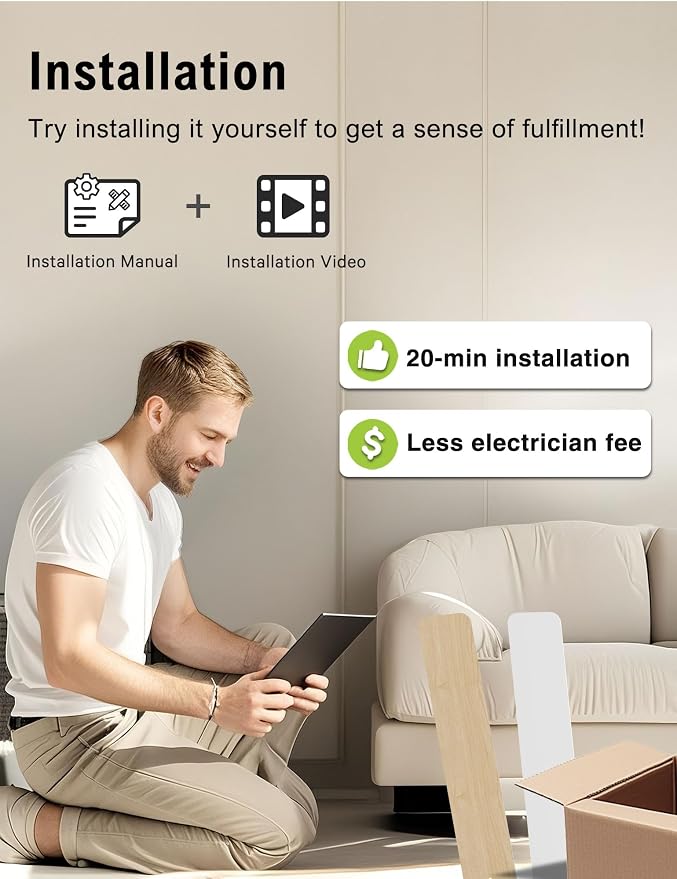 52 inch White Ceiling Fans with Lights,5 Blades,6CCT, Low Profile,Remote Control,for Bedroom, Kitchen,Living