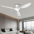 52 Inch White Ceiling Fans with Lights Led Remote Control Flush Mount Low Profile for Bedroom Farmhouse Patio