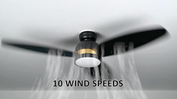 52" Low Profile Ceiling Fan with Dimmable LED Light, Modern Ceiling Fan with reversible DC motor, Controlled by APP, Remote