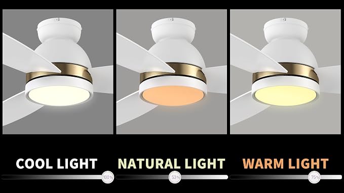 52" Low Profile Ceiling Fan with Dimmable LED Light, Modern Ceiling Fan with reversible DC motor, Controlled by APP, Remote