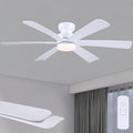 52" Low Profile Ceiling Fans with Lights and Remote, White Indoor Ceiling Fan Light with Quiet Reversible DC Motor,Modern