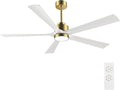 52" Modern Ceiling Fan with Lights and Remote Control, 5 Solid Wood Blades 6-Speed Noiseless Reversible DC Motor, product