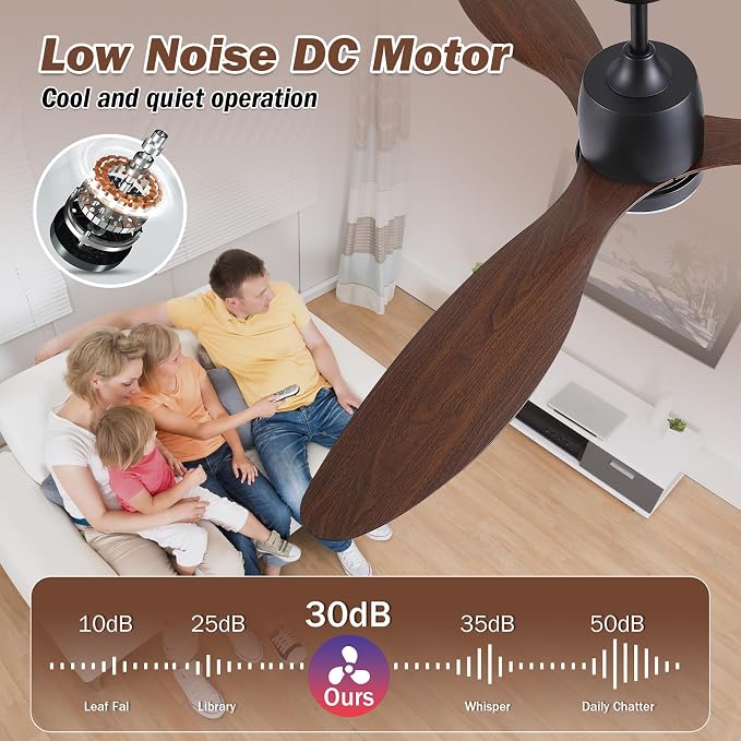 52" Outdoor Ceiling-Fan with Light: Plug-in Waterproof Hanging Fans, App/Remote Control, Reversible 6-Speed Quiet DC Motor