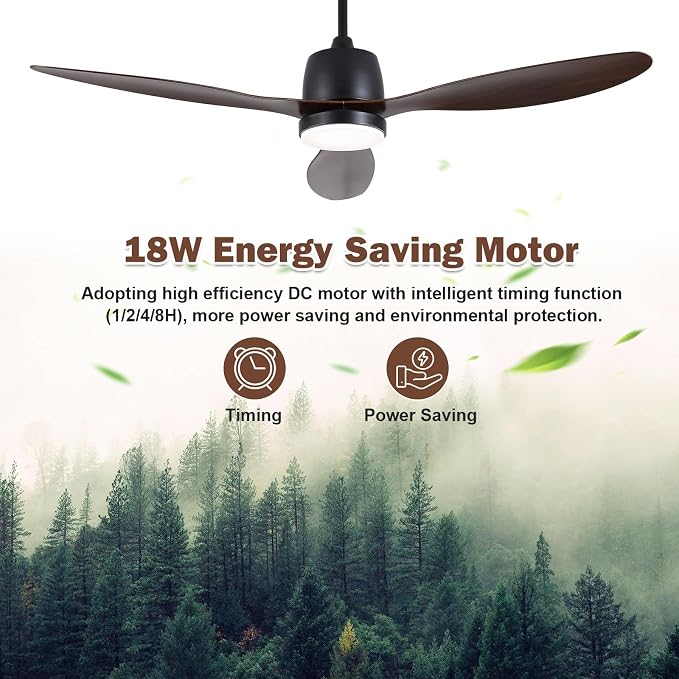 52" Outdoor Ceiling-Fan with Light: Plug-in Waterproof Hanging Fans, App/Remote Control, Reversible 6-Speed Quiet DC Motor