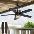 52" Outdoor Ceiling Fans with Lights and Remote Control,IP65 Wet Rated Waterproof Ceiling Fan with 6-Speed DC Motor