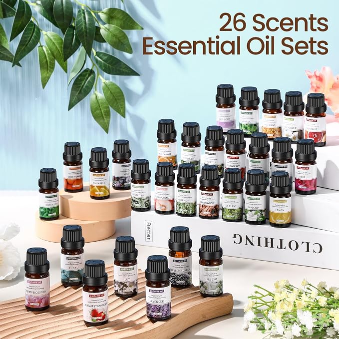 52 Pcs Essential Oils Set 10ml Fragrance Oil Aromatherapy Kit for Diffuser Humidifier Aromatherapy-Oils for Candle Making