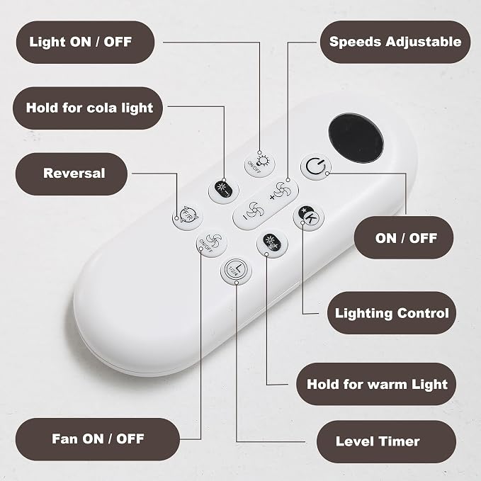 52" Remote Control Ceiling Fan with Light – 6-Speed Quiet DC Motor, Dimmable 3-Color LED, Flush Mount for Bedroom, Living
